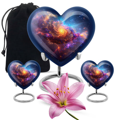 Nebula Galaxy Theme Large Urn With 2 Keepsake Urn