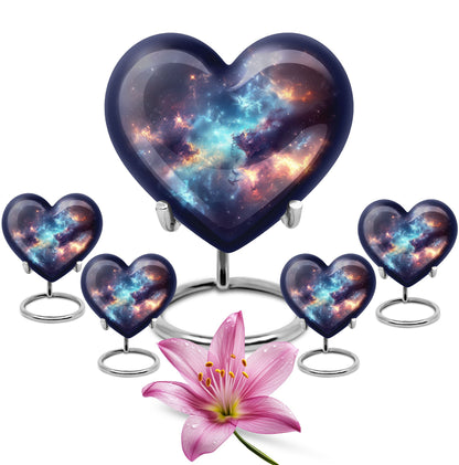 Nebula Galaxy Theme Large Urn With 4 Keepsake Urn