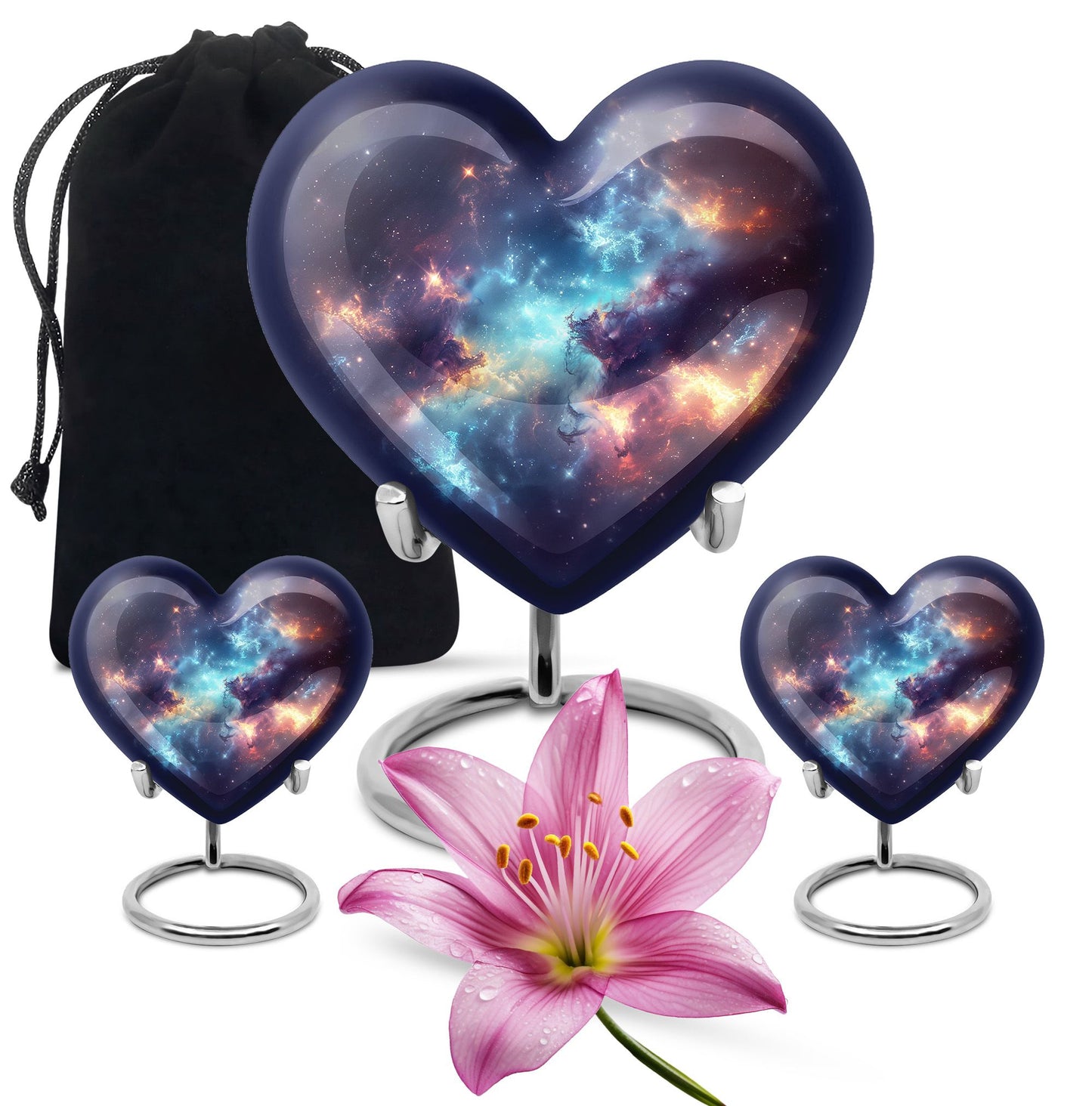 Nebula Galaxy Theme Large Urn With 2 Keepsake Urn
