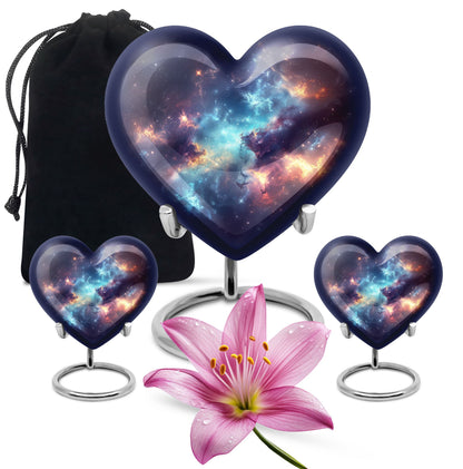 Nebula Galaxy Theme Large Urn With 2 Keepsake Urn