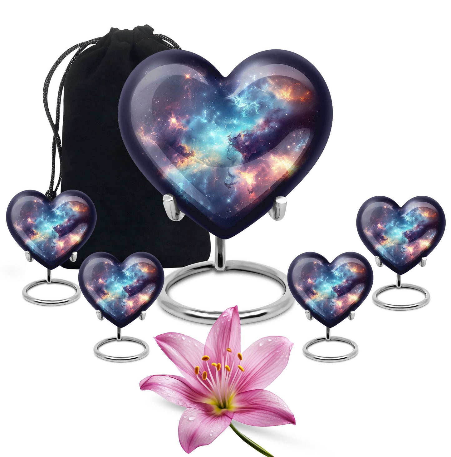 Nebula Galaxy Theme Large Urn With 4 Keepsake Urn