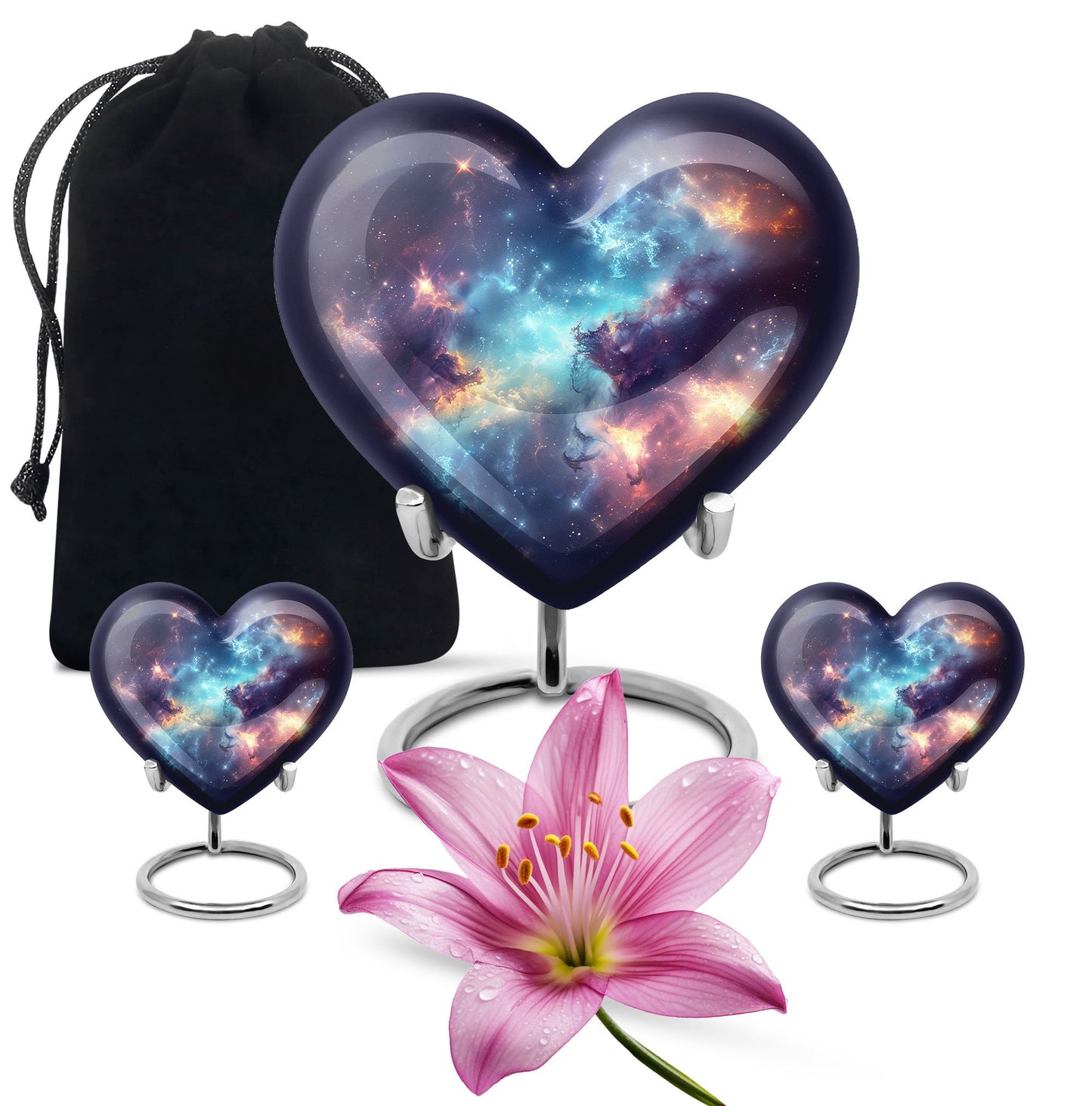 Nebula Galaxy Theme Large Urn With 2 Keepsake Urn