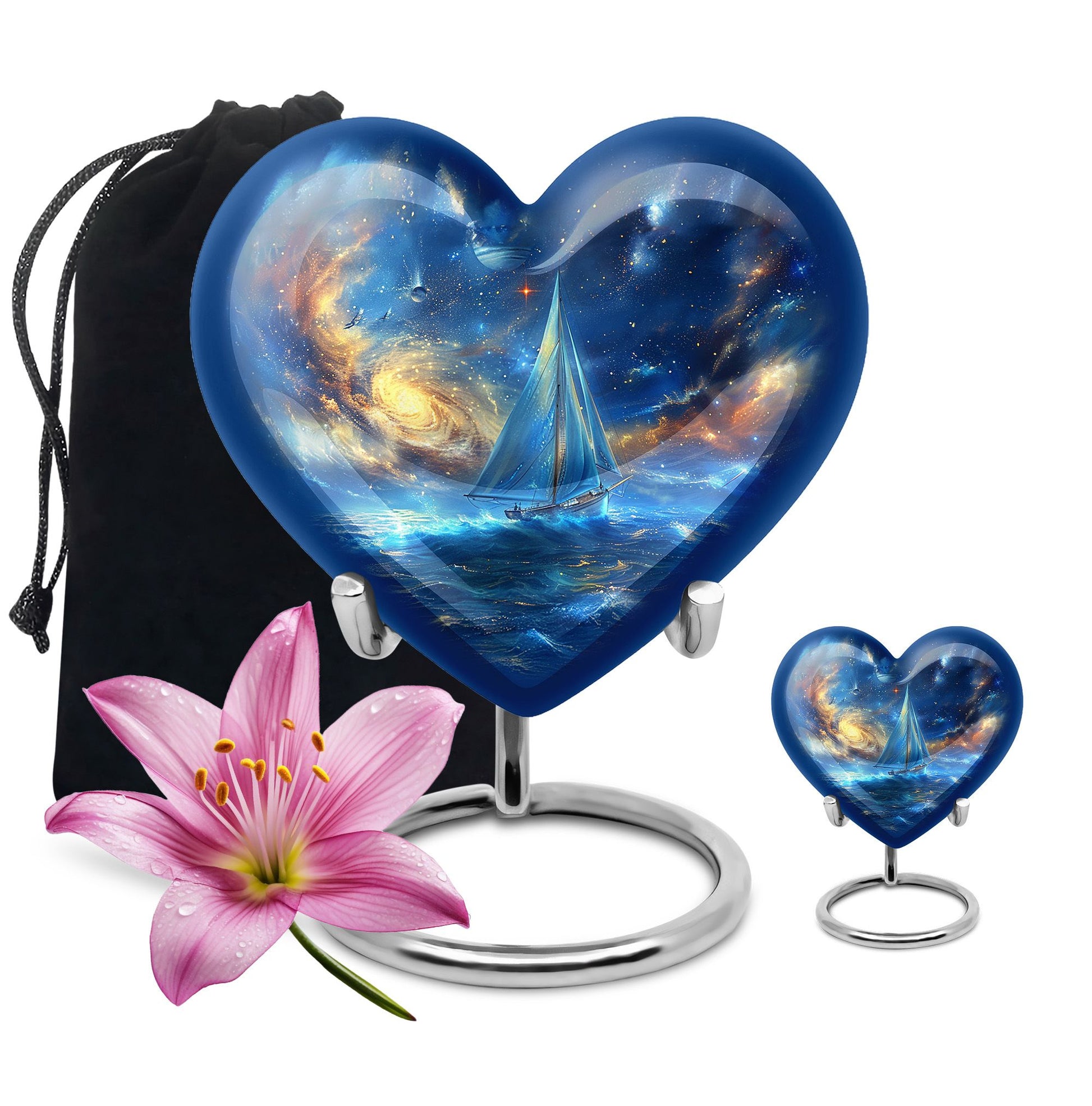 Sail Boat Theme Large Urn With 1 Keepsake Urn