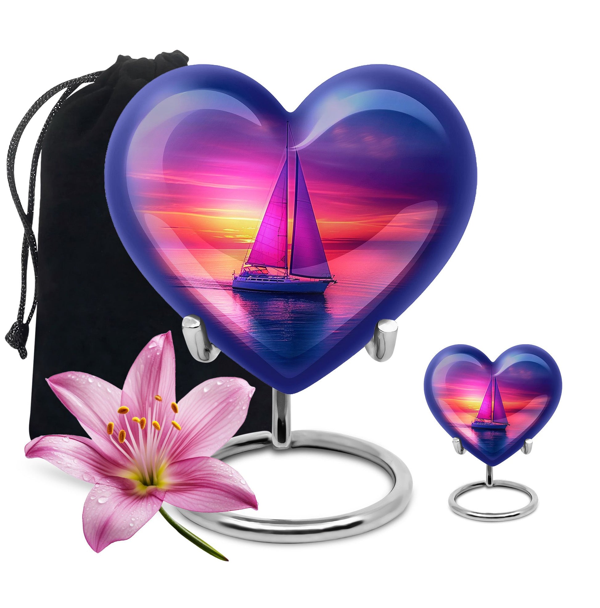 Sail Boat Theme Large Urn With 1 Keepsake Urn