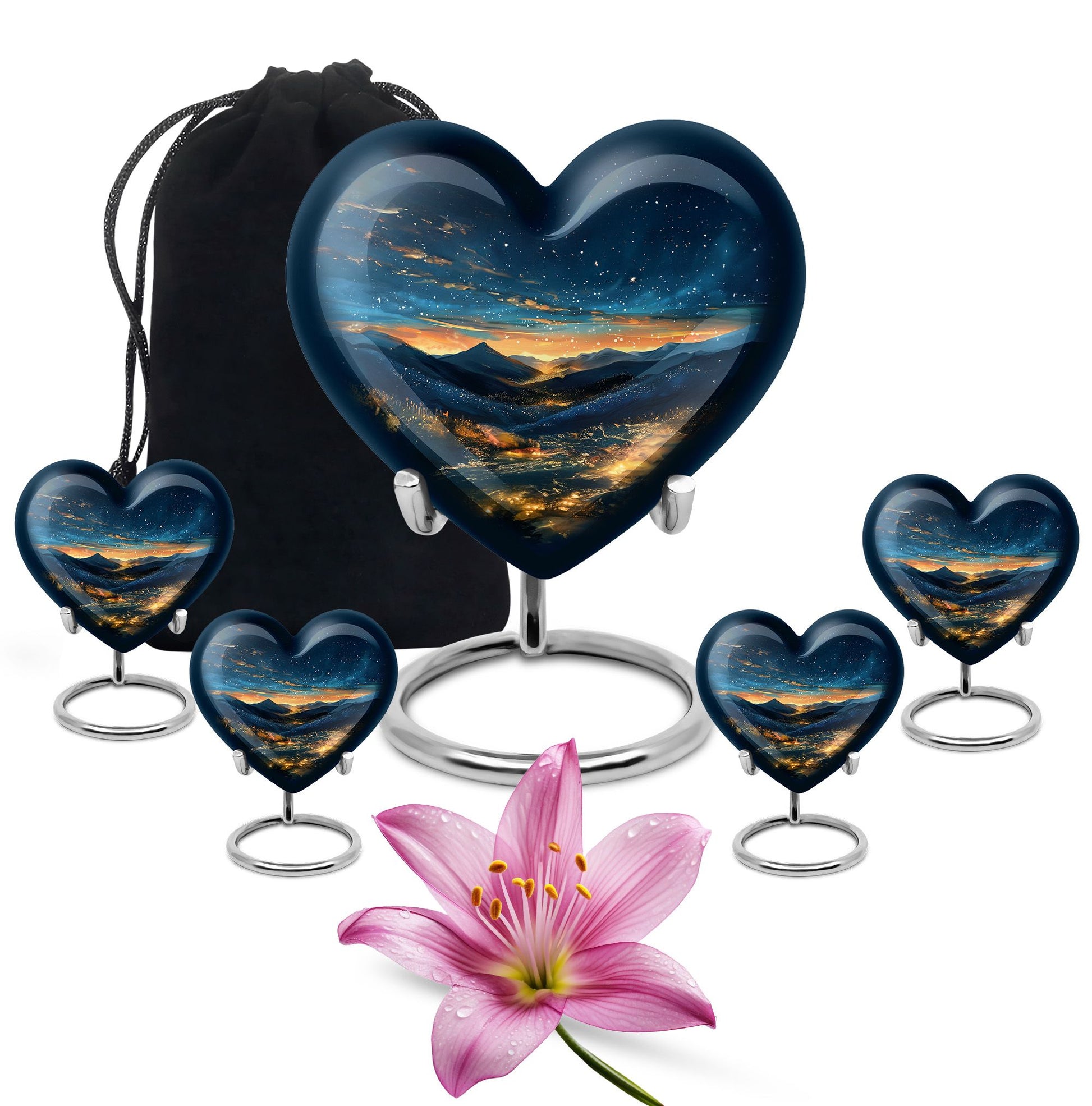 Starry Night Theme Large Urn With 4 Keepsake Urn