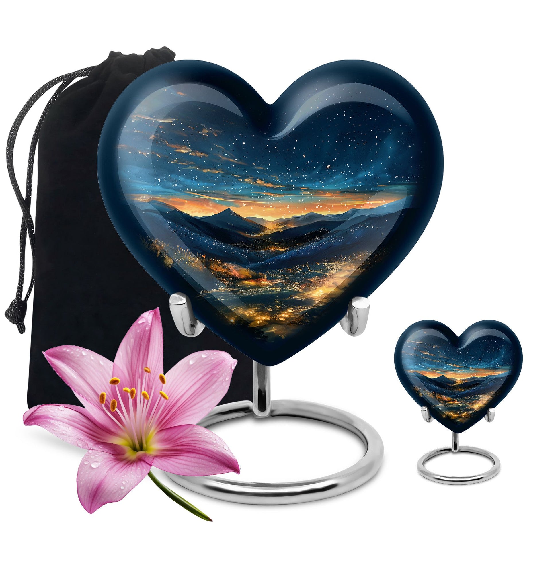 Starry Night Theme Large Urn With 1 Keepsake Urn