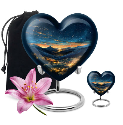 Starry Night Theme Large Urn With 1 Keepsake Urn
