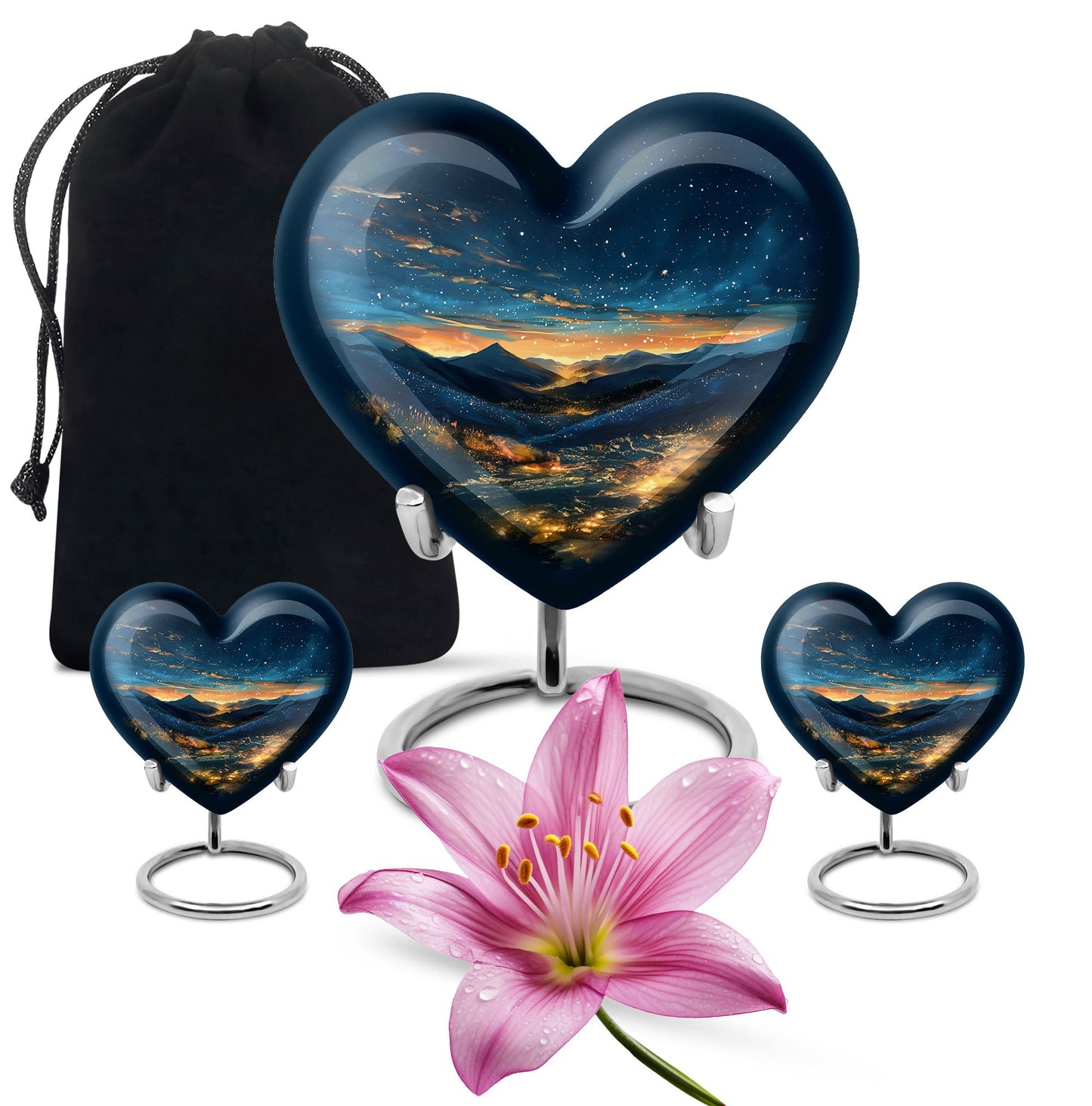 Starry Night Theme Large Urn With 2 Keepsake Urn