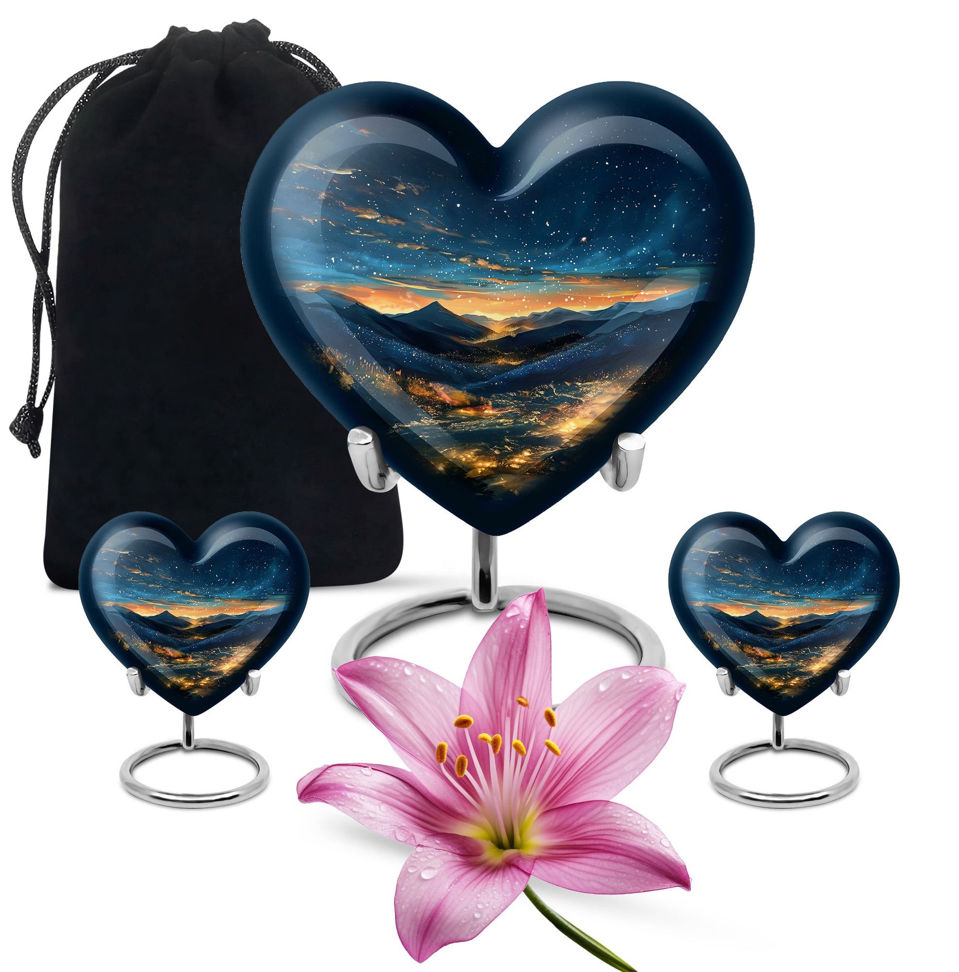 Starry Night Theme Large Urn With 2 Keepsake Urn