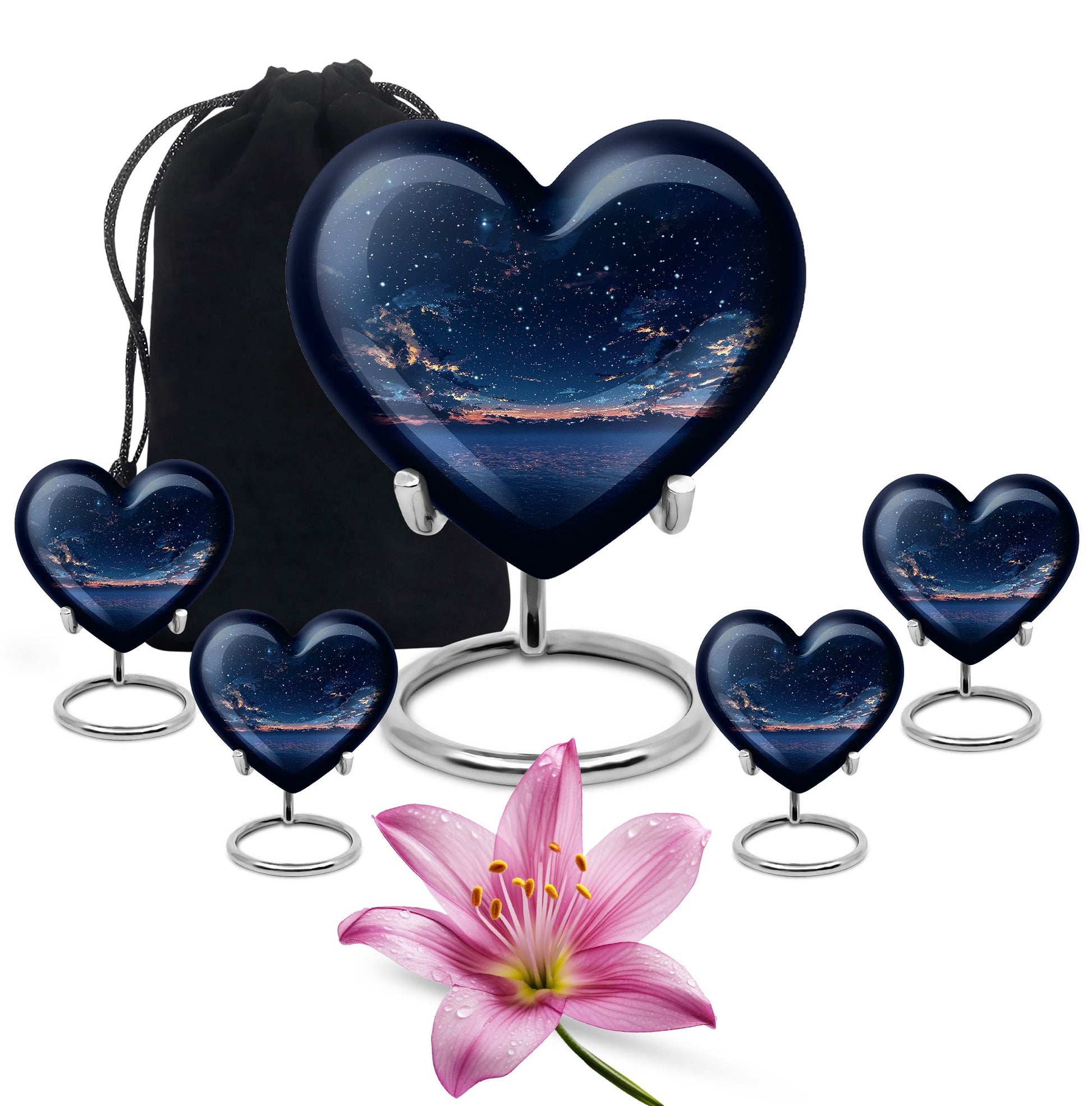Starry Night Theme Large Urn With 4 Keepsake Urn