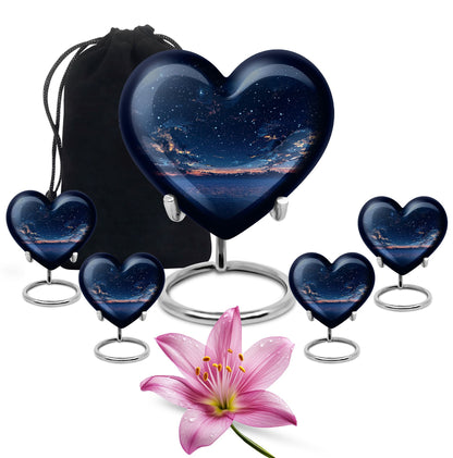 Starry Night Theme Large Urn With 4 Keepsake Urn