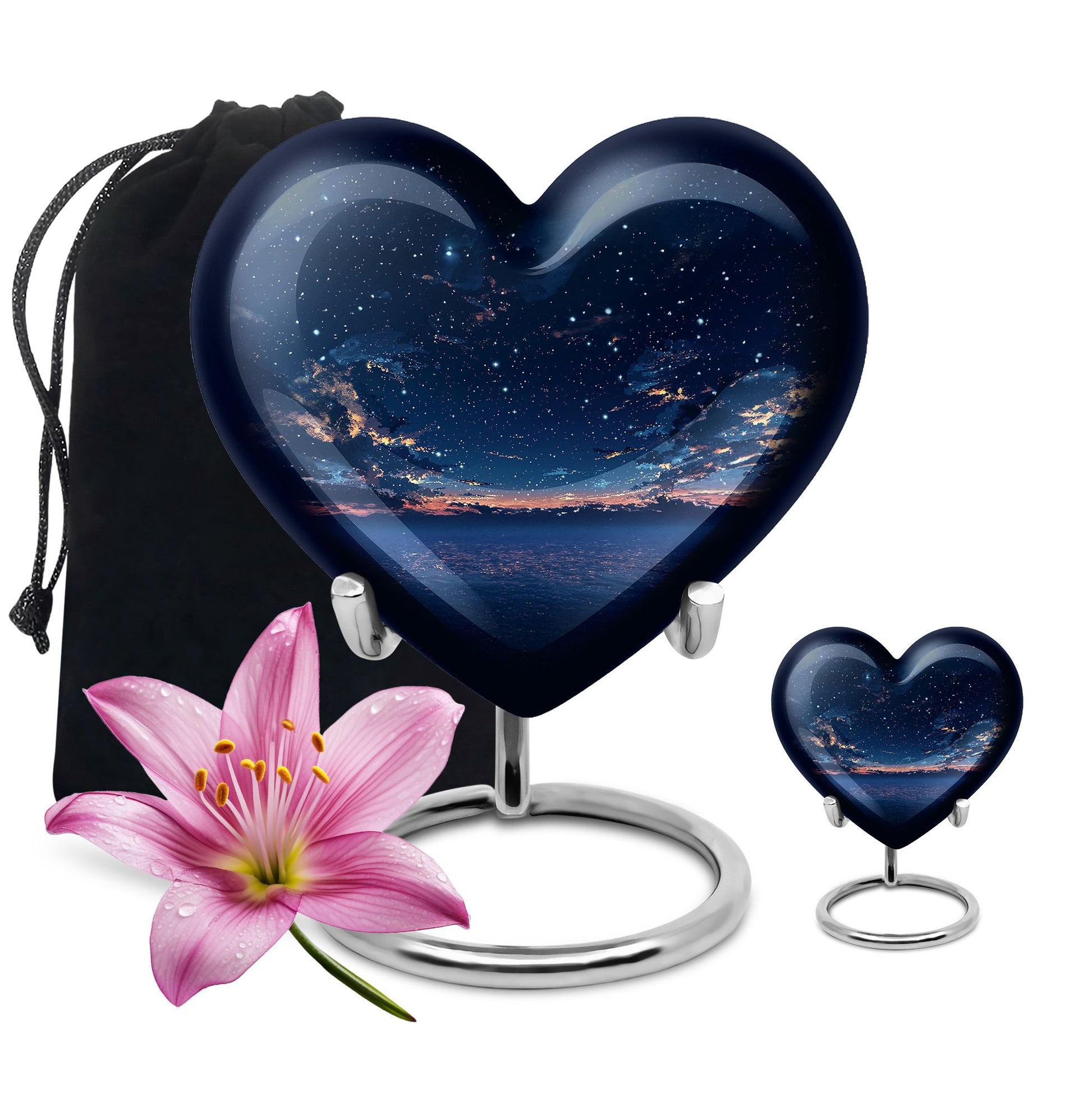Starry Night Theme Large Urn With 1 Keepsake Urn