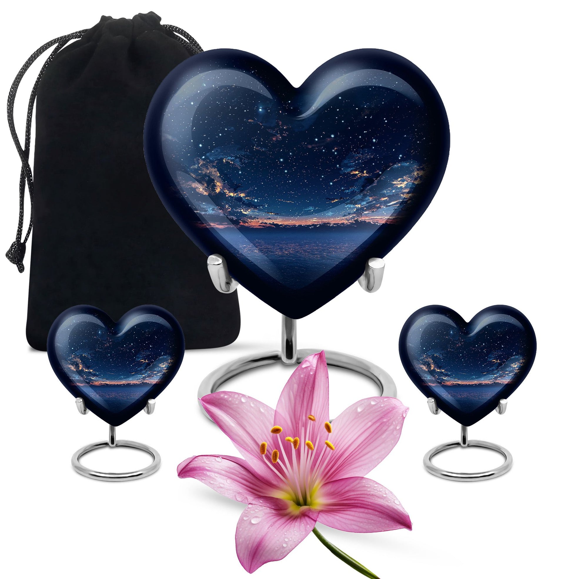 Starry Night Theme Large Urn With 2 Keepsake Urn