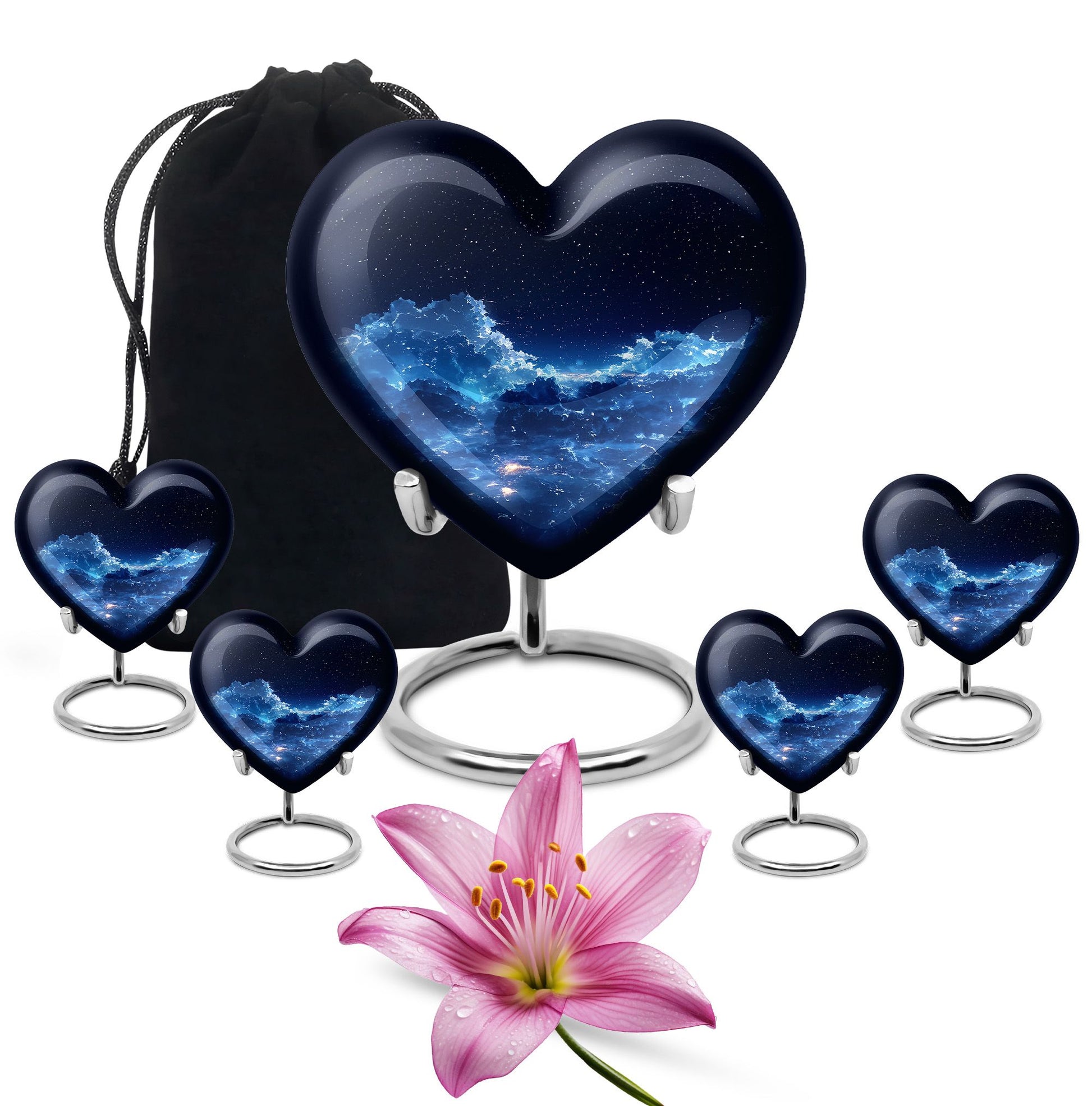 Starry Night Theme Large Urn With 4 Keepsake Urn