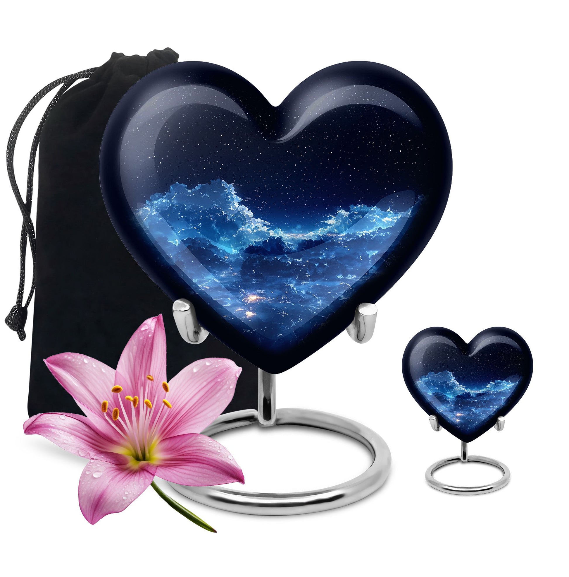 Starry Night Theme Large Urn With 1 Keepsake Urn