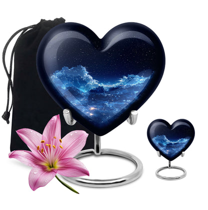 Starry Night Theme Large Urn With 1 Keepsake Urn