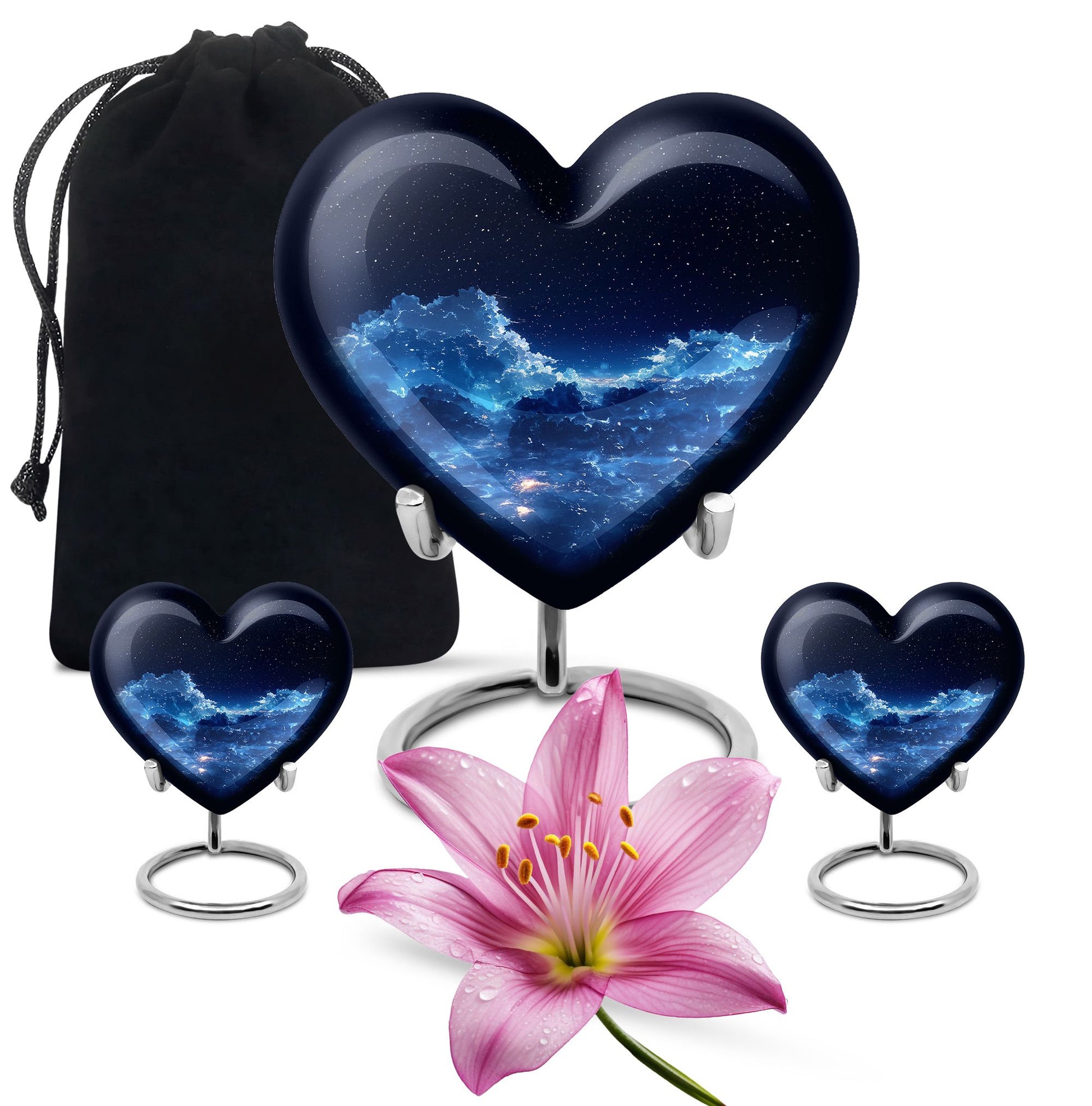 Starry Night Theme Large Urn With 2 Keepsake Urn