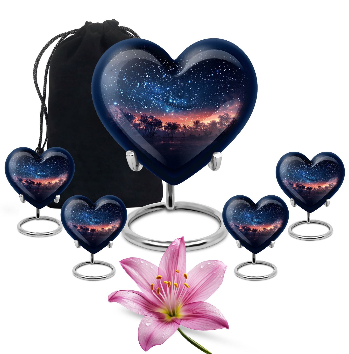 Starry Night Theme Large Urn With 4 Keepsake Urn
