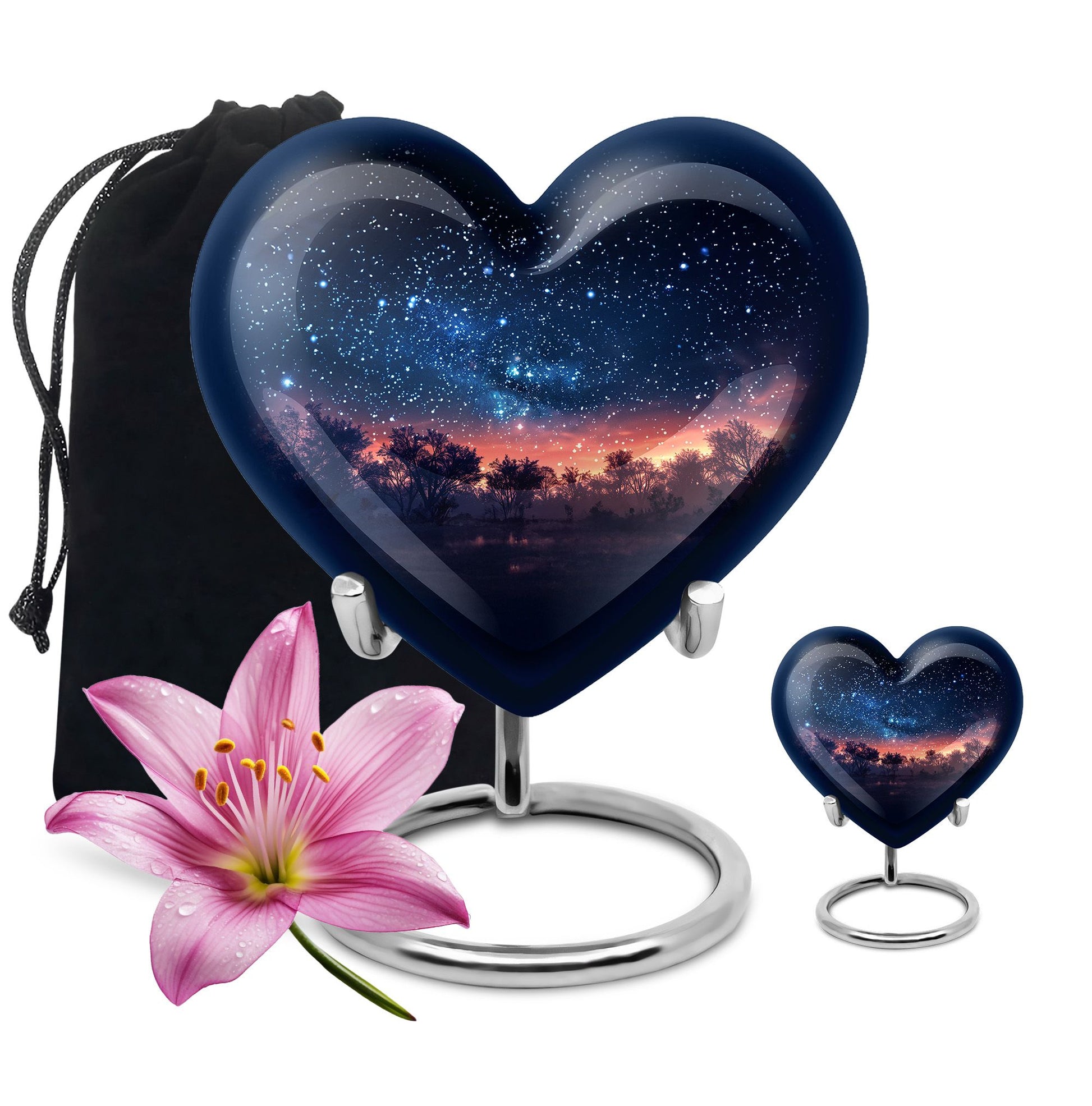 Starry Night Theme Large Urn With 1 Keepsake Urn