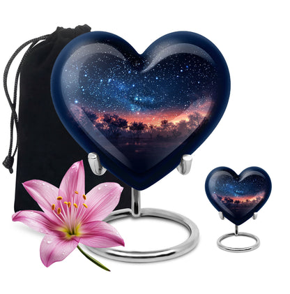 Starry Night Theme Large Urn With 1 Keepsake Urn