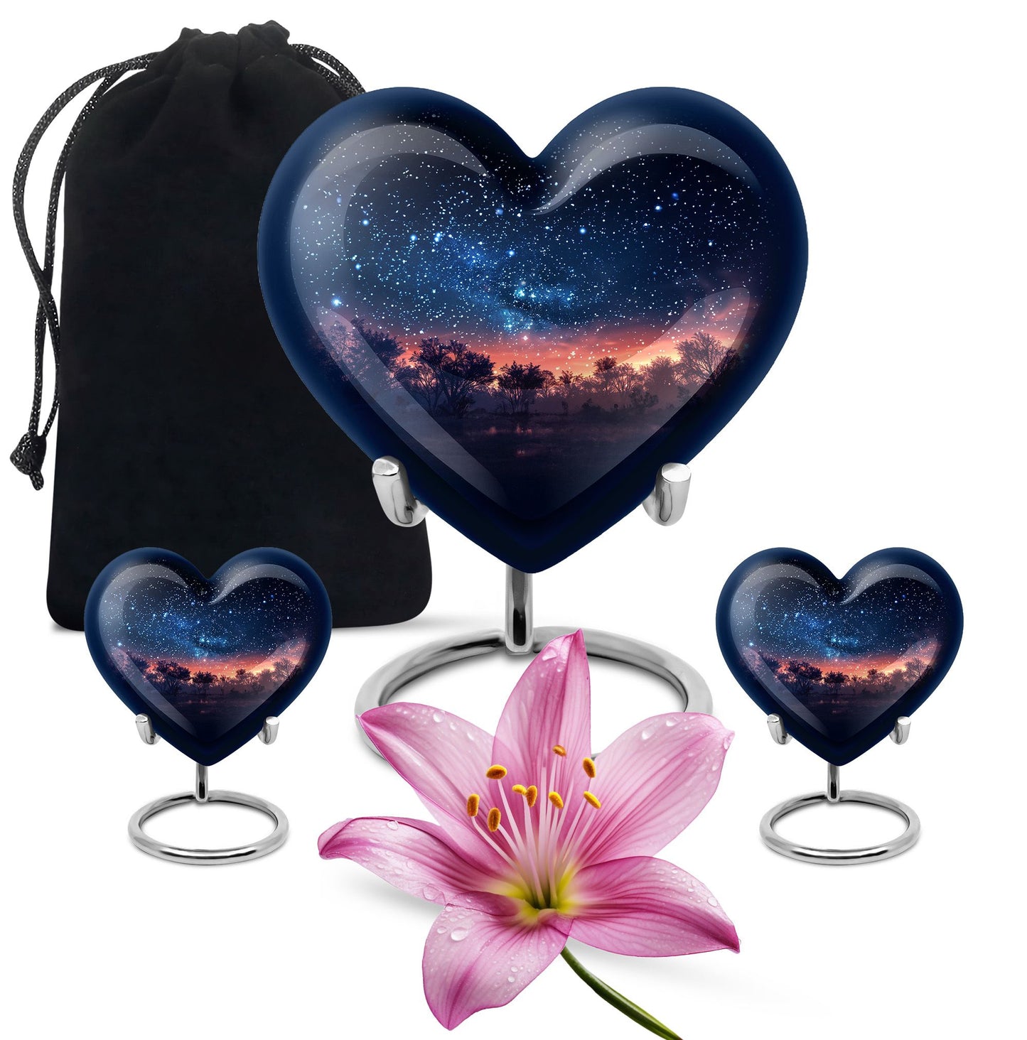 Starry Night Theme Large Urn With 2 Keepsake Urn