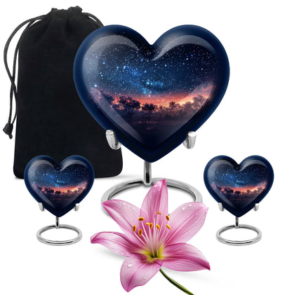 Starry Night Theme Large Urn With 2 Keepsake Urn