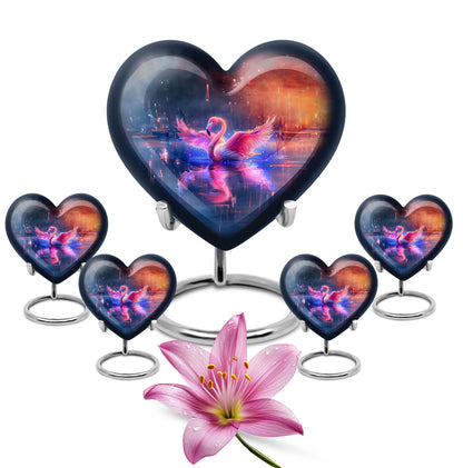 Flamingo Theme Large Urn With 4 Keepsake Urn