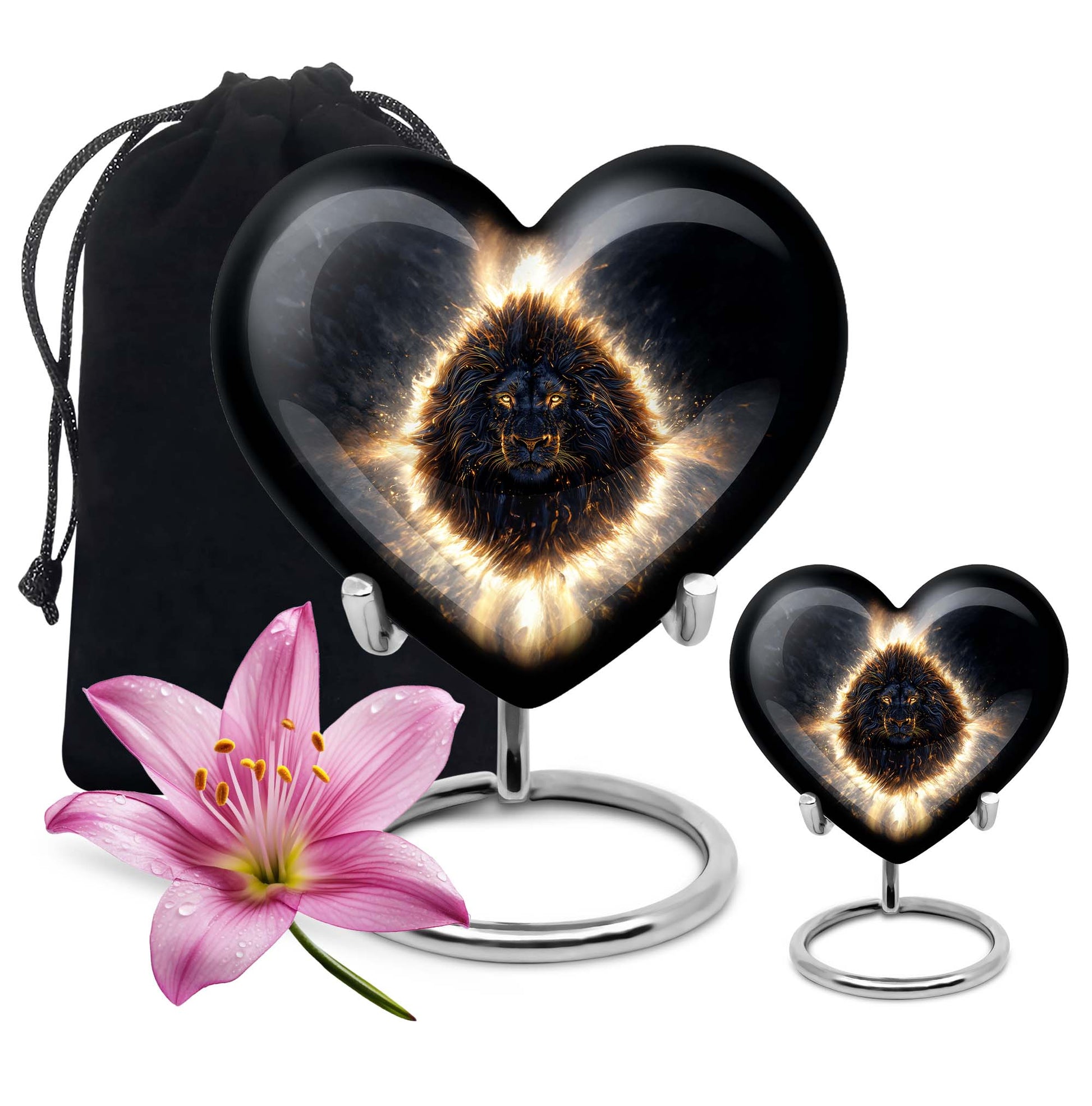 Lion Theme Large Urn With 1 Keepsake Urn