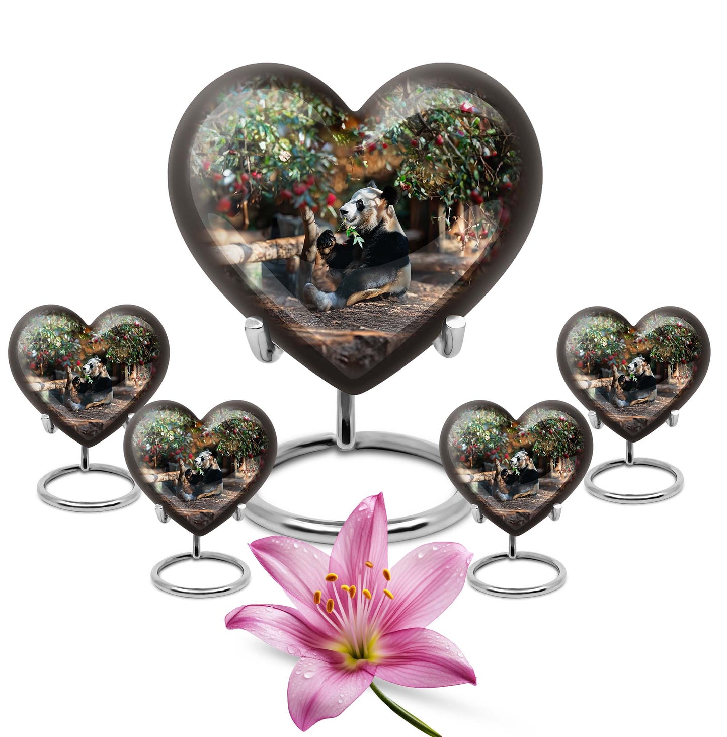 Panda Theme Large Urn With 4 Keepsake Urn