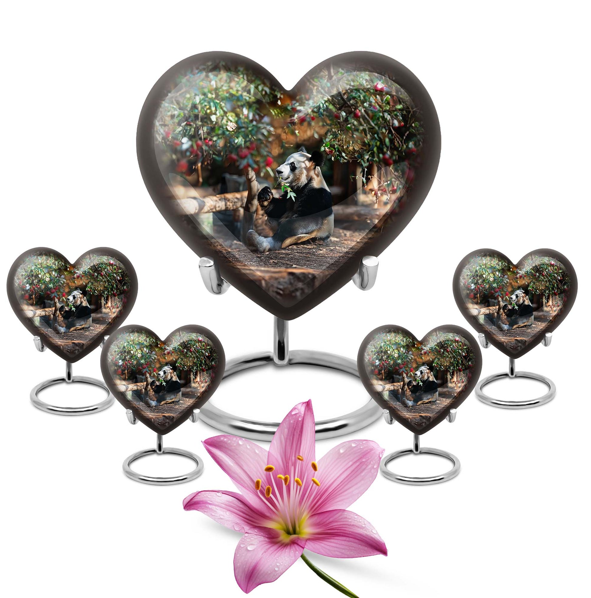 Panda Theme Large Urn With 4 Keepsake Urn