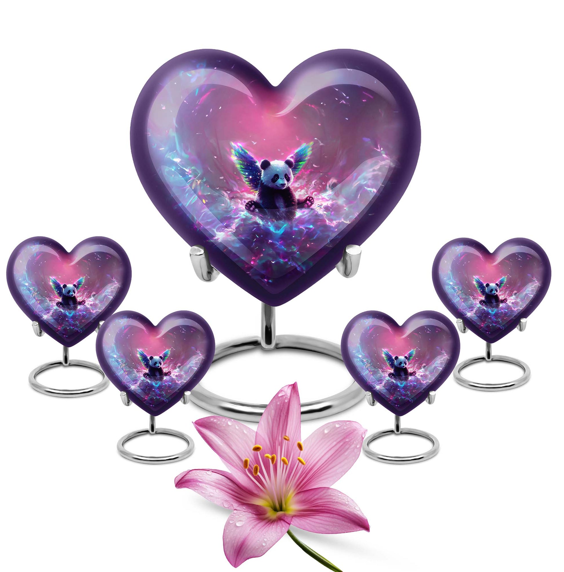 Panda Theme Large Urn With 4 Keepsake Urn