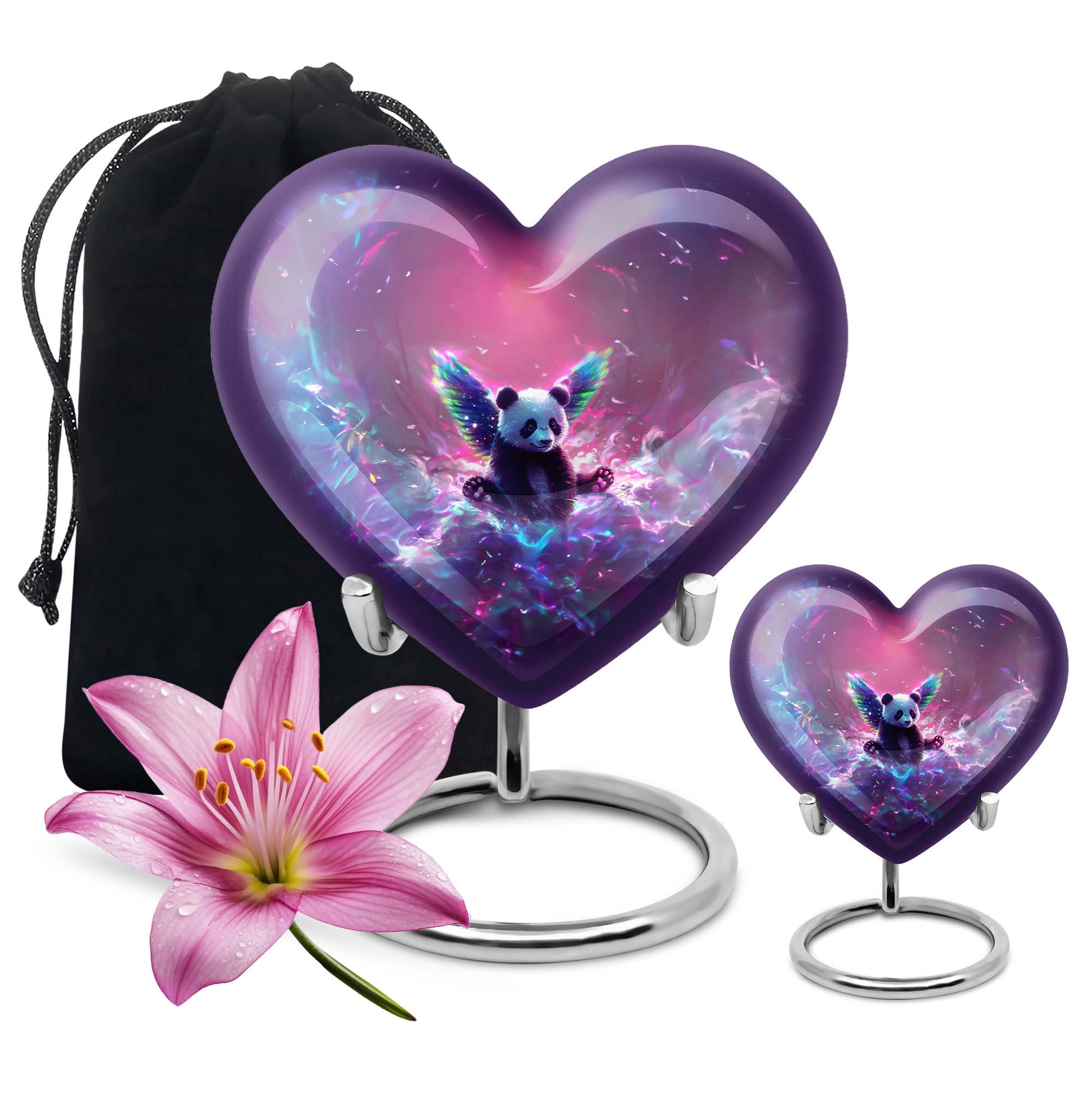 Panda Theme Large Urn With 1 Keepsake Urn