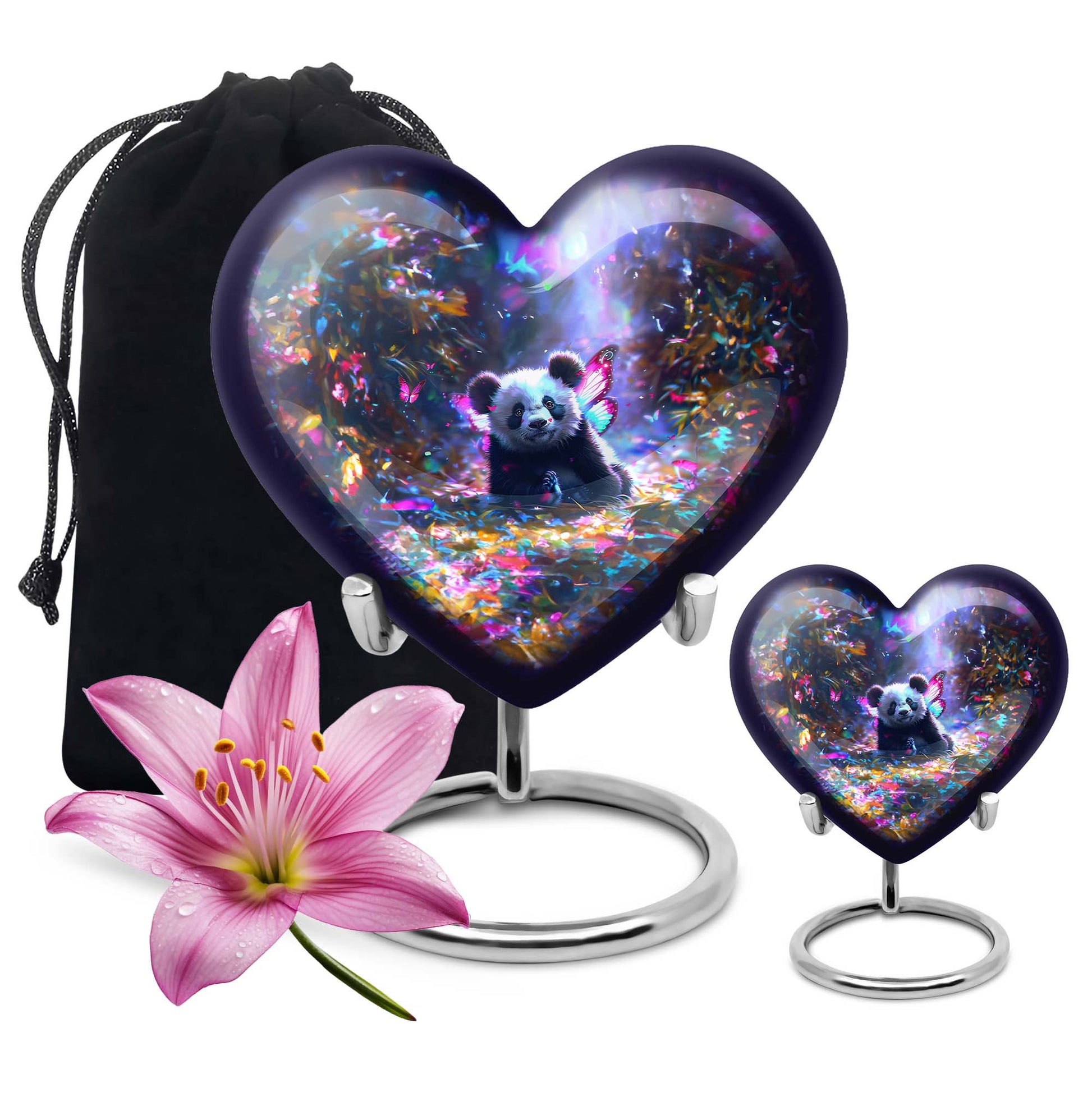 Panda Theme Large Urn With 2 Keepsake Urn