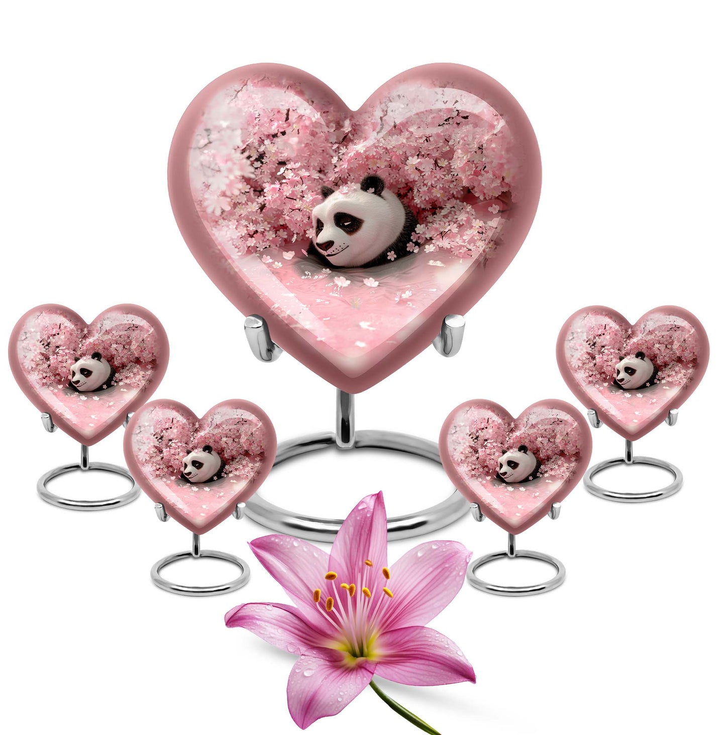 Panda Theme Large Urn With 4 Keepsake Urn