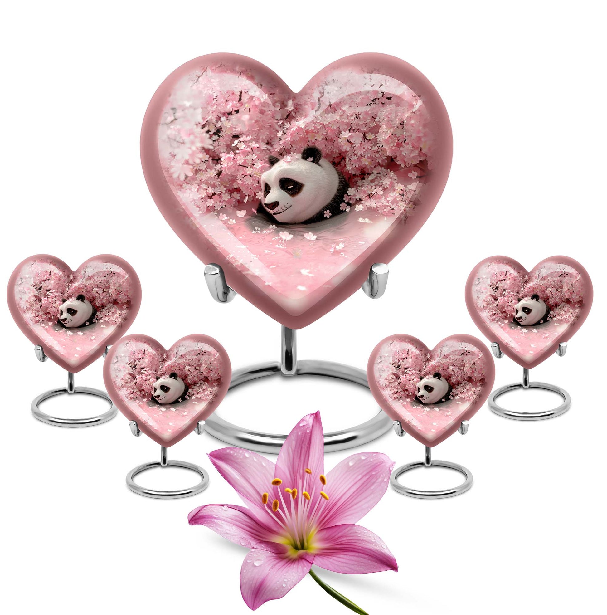 Panda Theme Large Urn With 4 Keepsake Urn