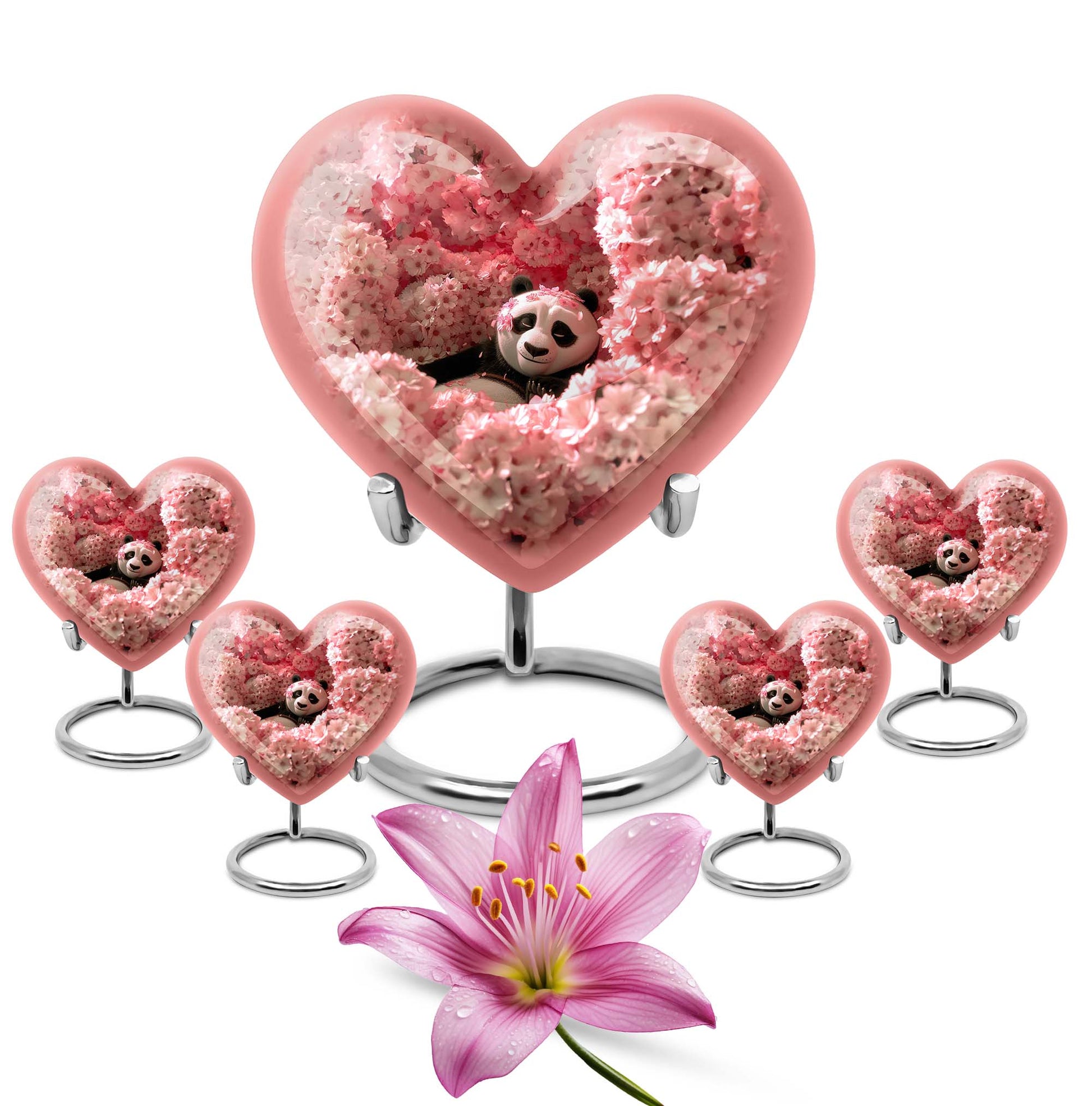 Panda Theme Large Urn With 4 Keepsake Urn