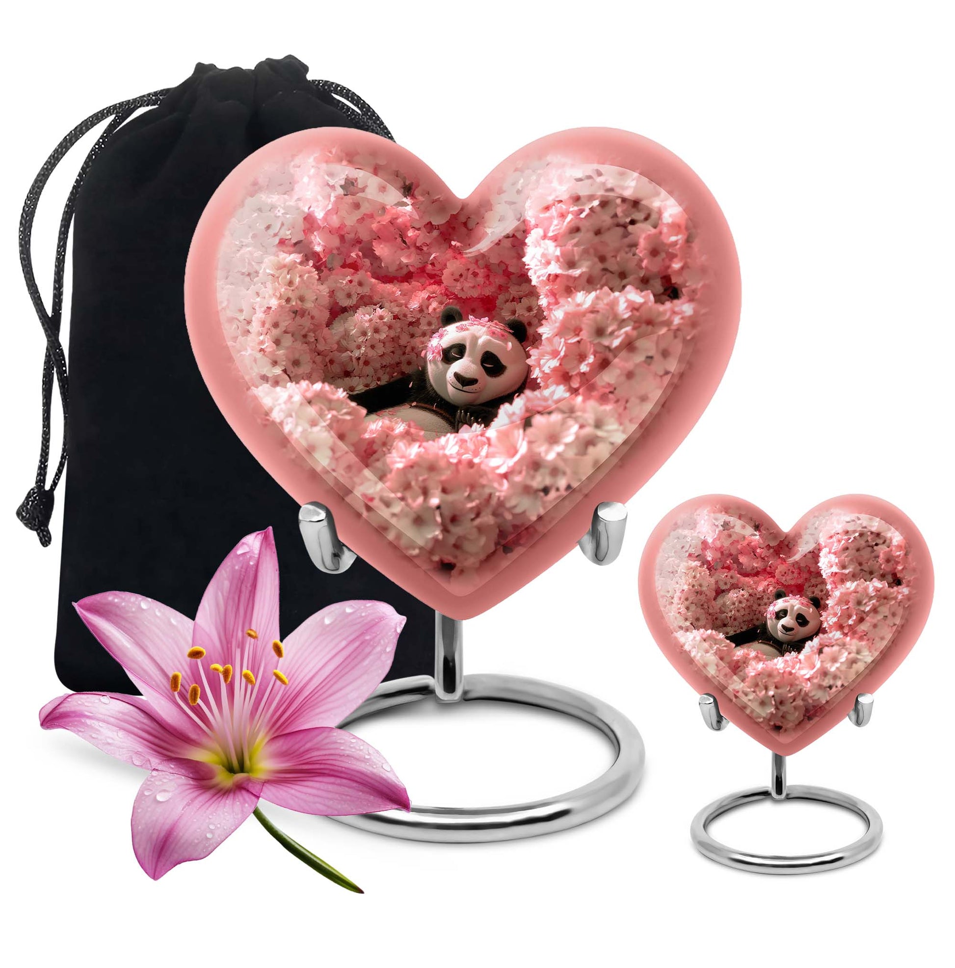 Panda Theme Large Urn With 1 Keepsake Urn