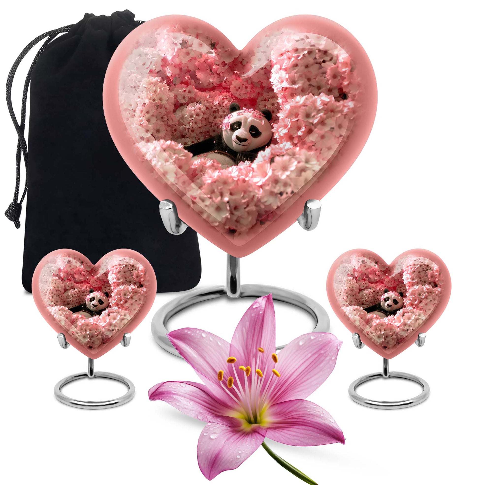 Panda Theme Large Urn With 2 Keepsake Urn