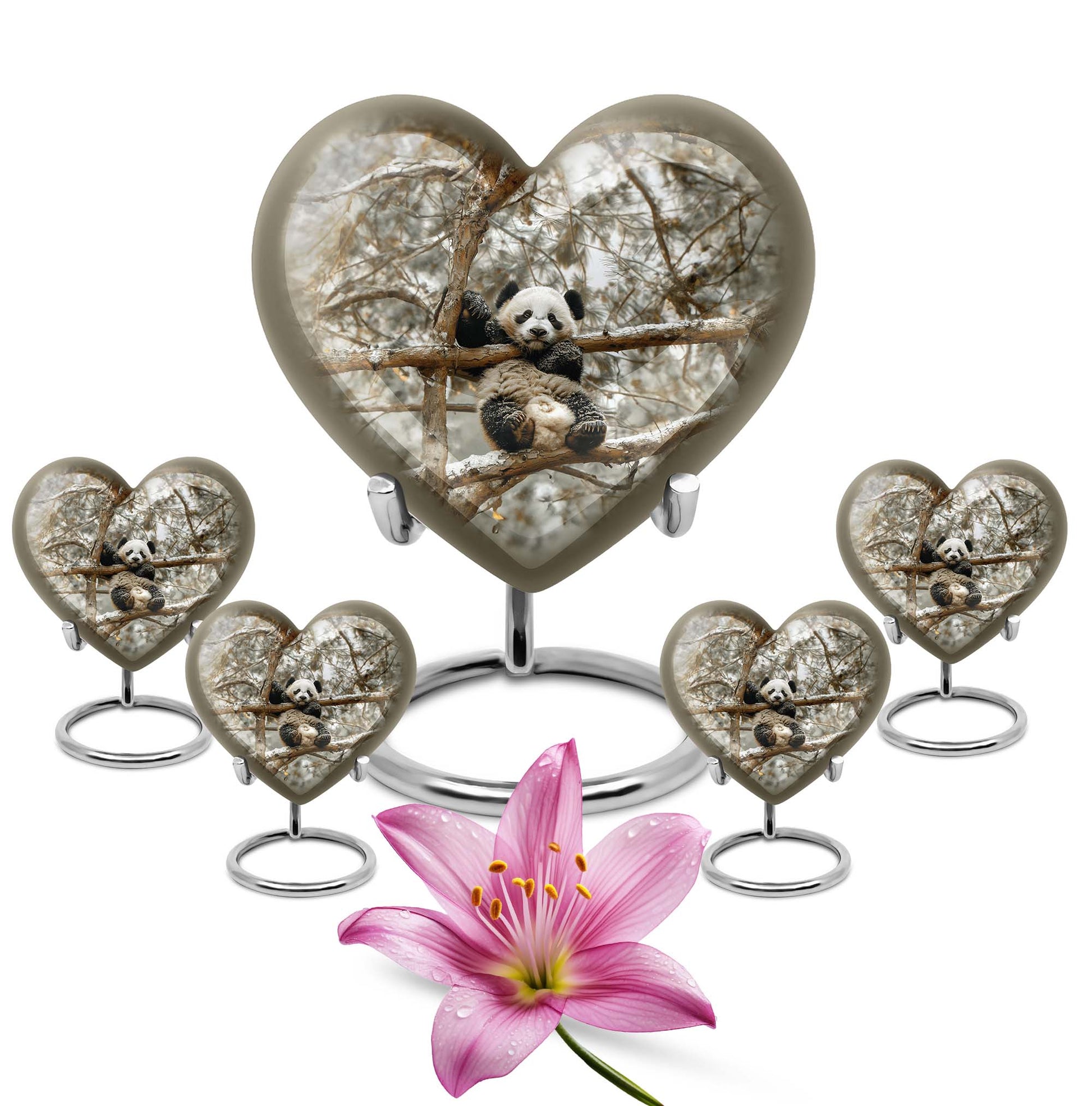 Panda Theme Large Urn With 4 Keepsake Urn
