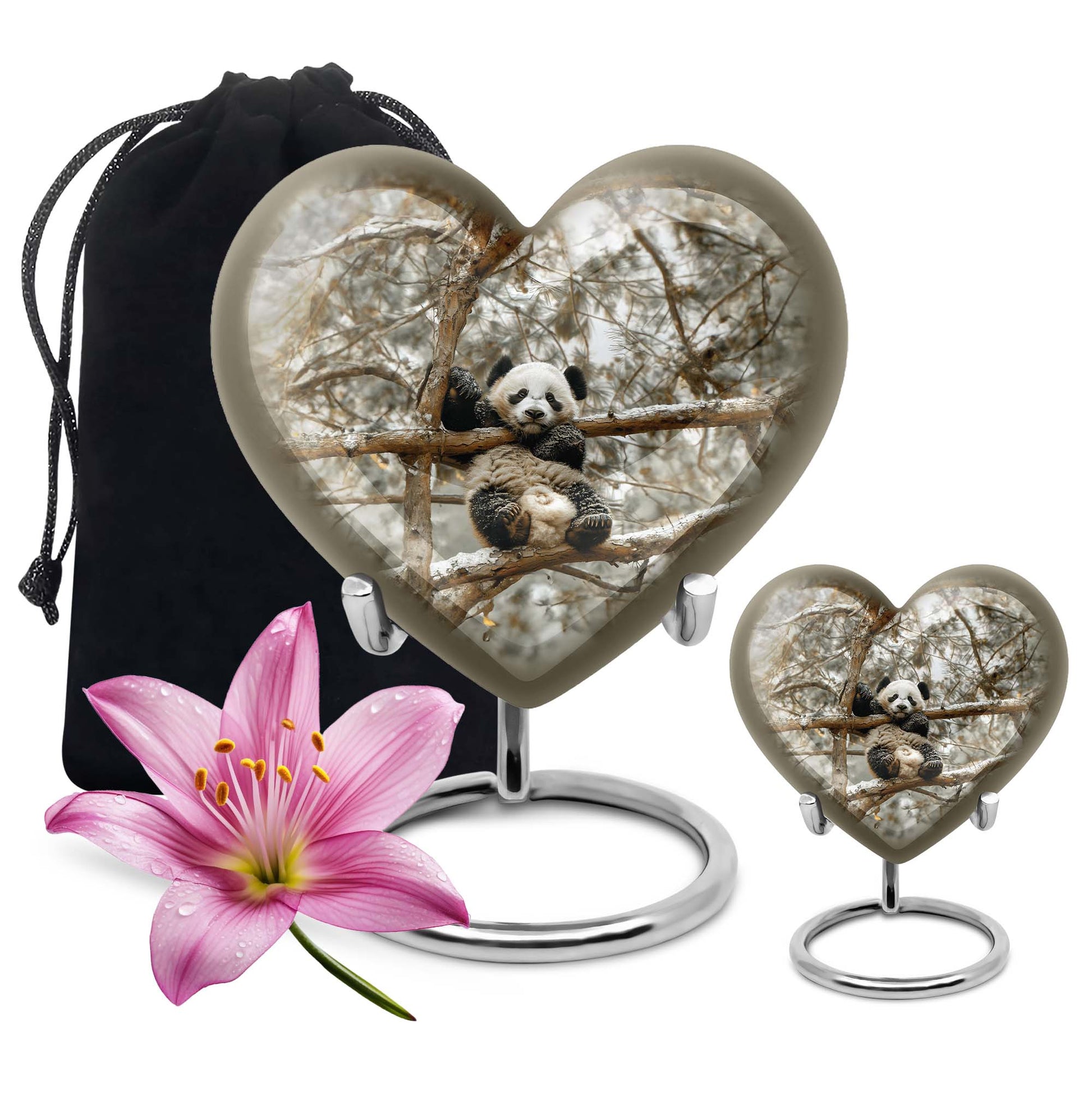 Panda Theme Large Urn With 1 Keepsake Urn