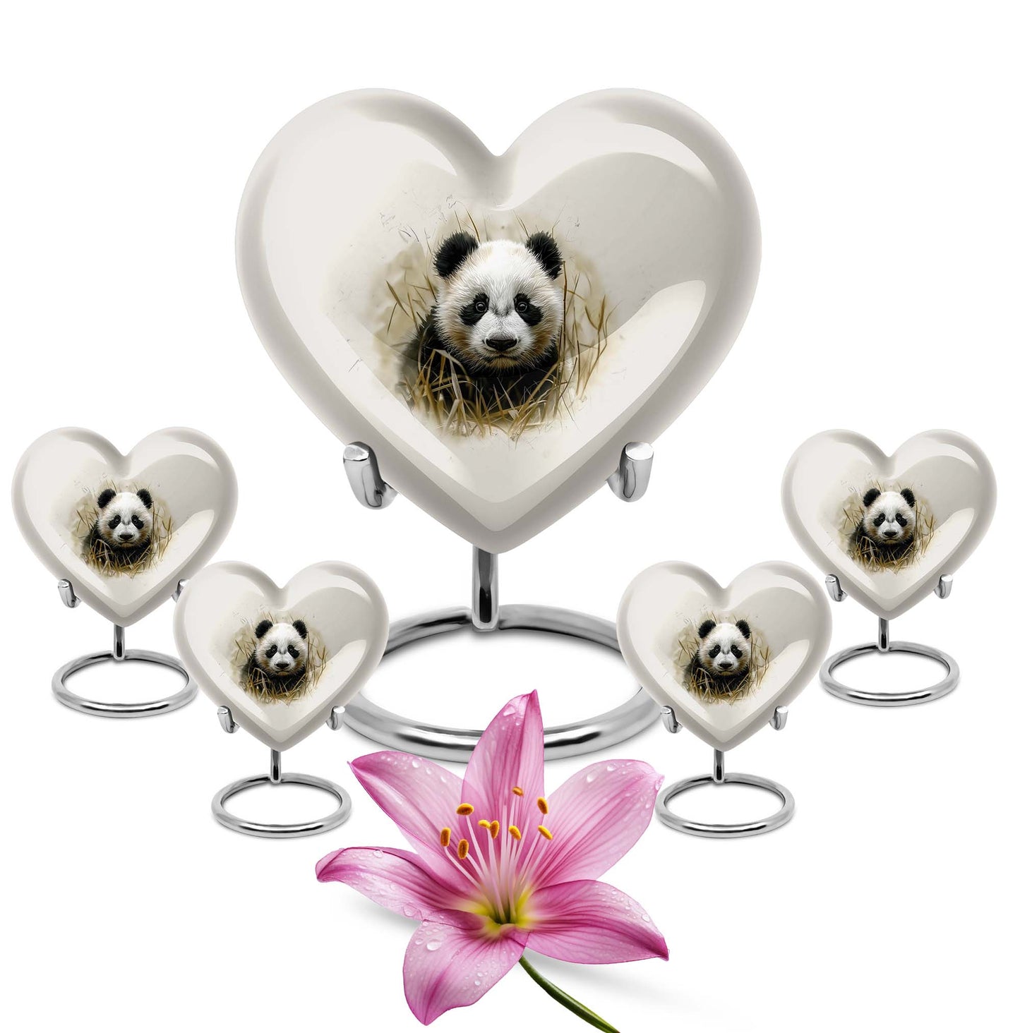 Panda Theme Large Urn With 4 Keepsake Urn