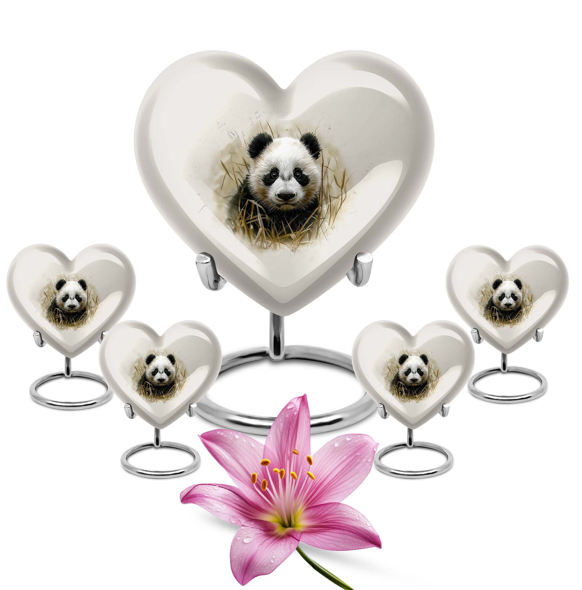 Panda Theme Large Urn With 4 Keepsake Urn