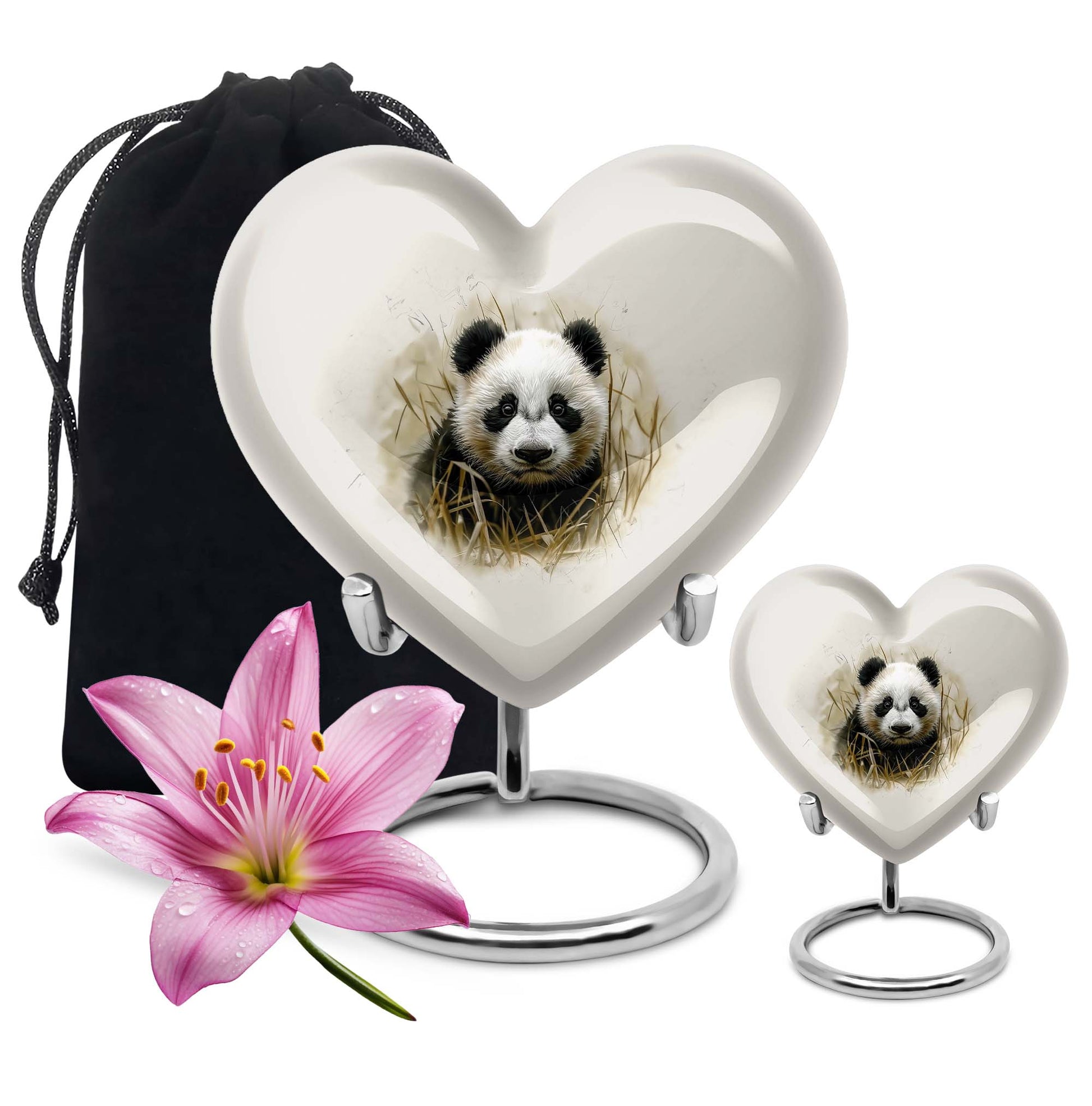 Panda Theme Large Urn With 1 Keepsake Urn