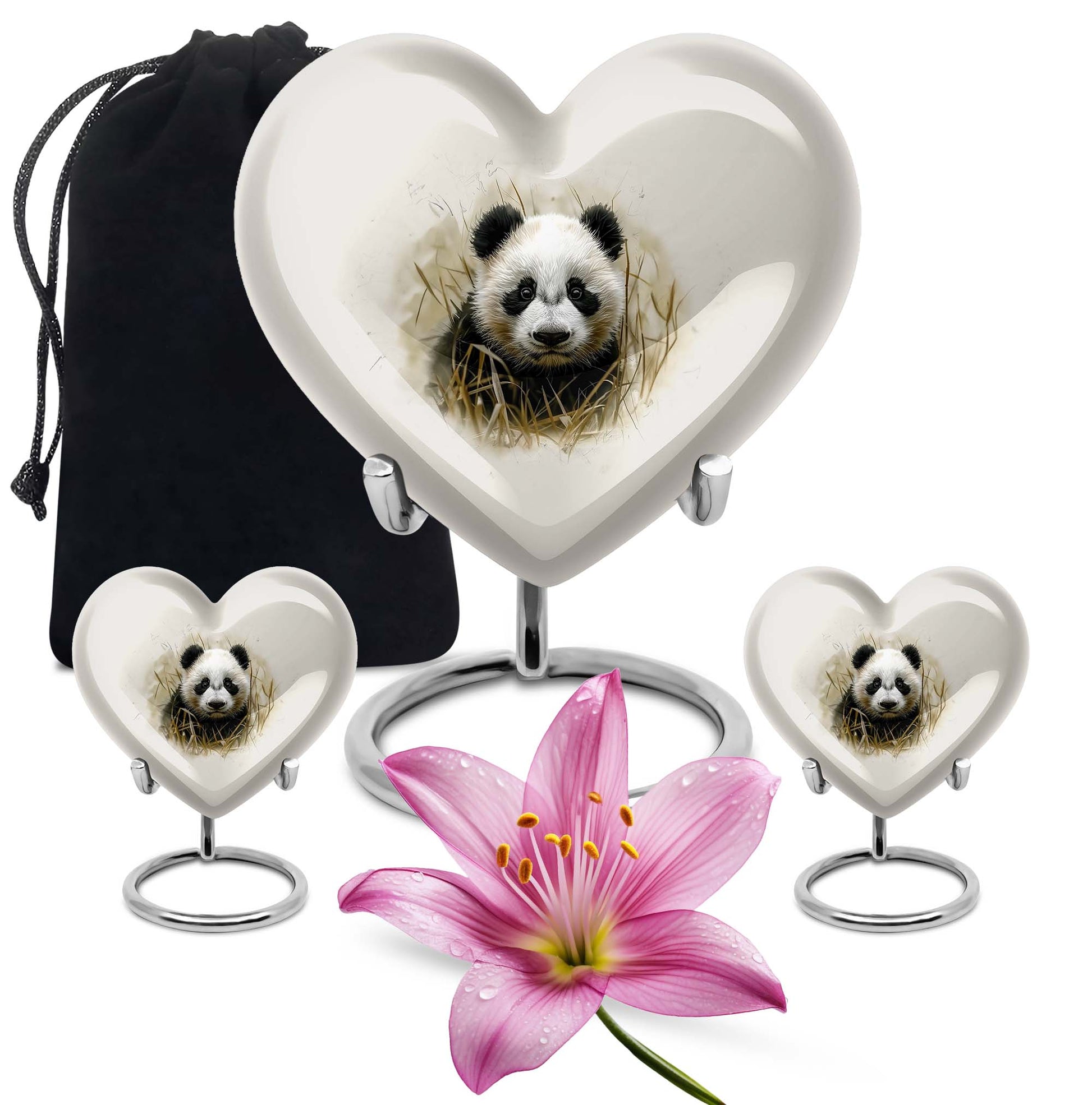Panda Theme Large Urn With 2 Keepsake Urn