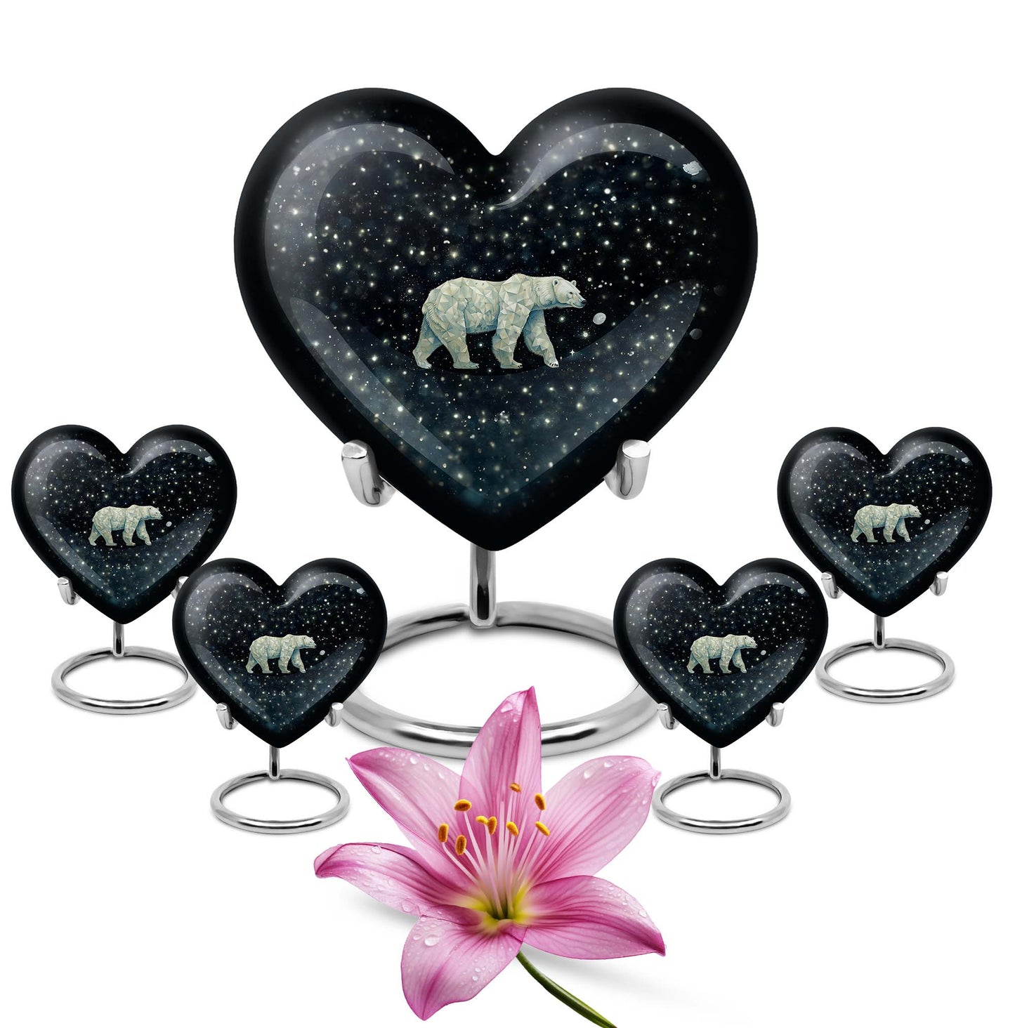 Polar Bear Theme Large Urn With 4 Keepsake Urn