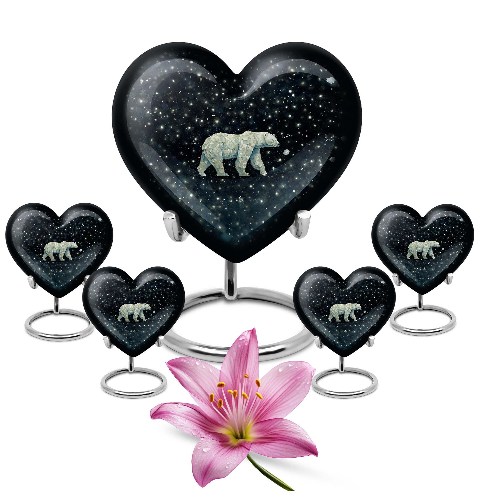 Polar Bear Theme Large Urn With 4 Keepsake Urn
