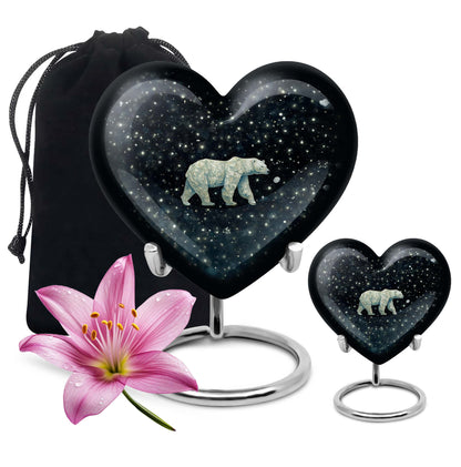 Polar Bear Theme Large Urn With 1 Keepsake Urn