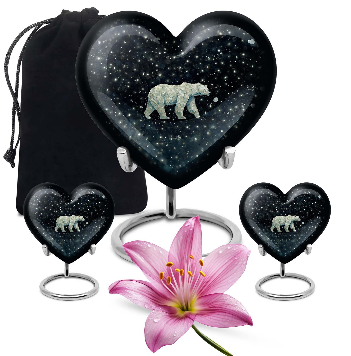 Polar Bear Theme Large Urn With 2 Keepsake Urn