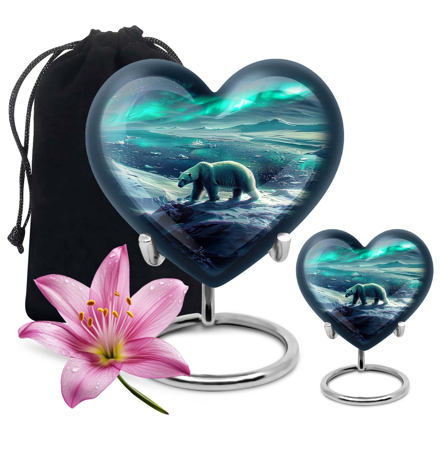 Polar Bear Theme Large Urn With 1 Keepsake Urn