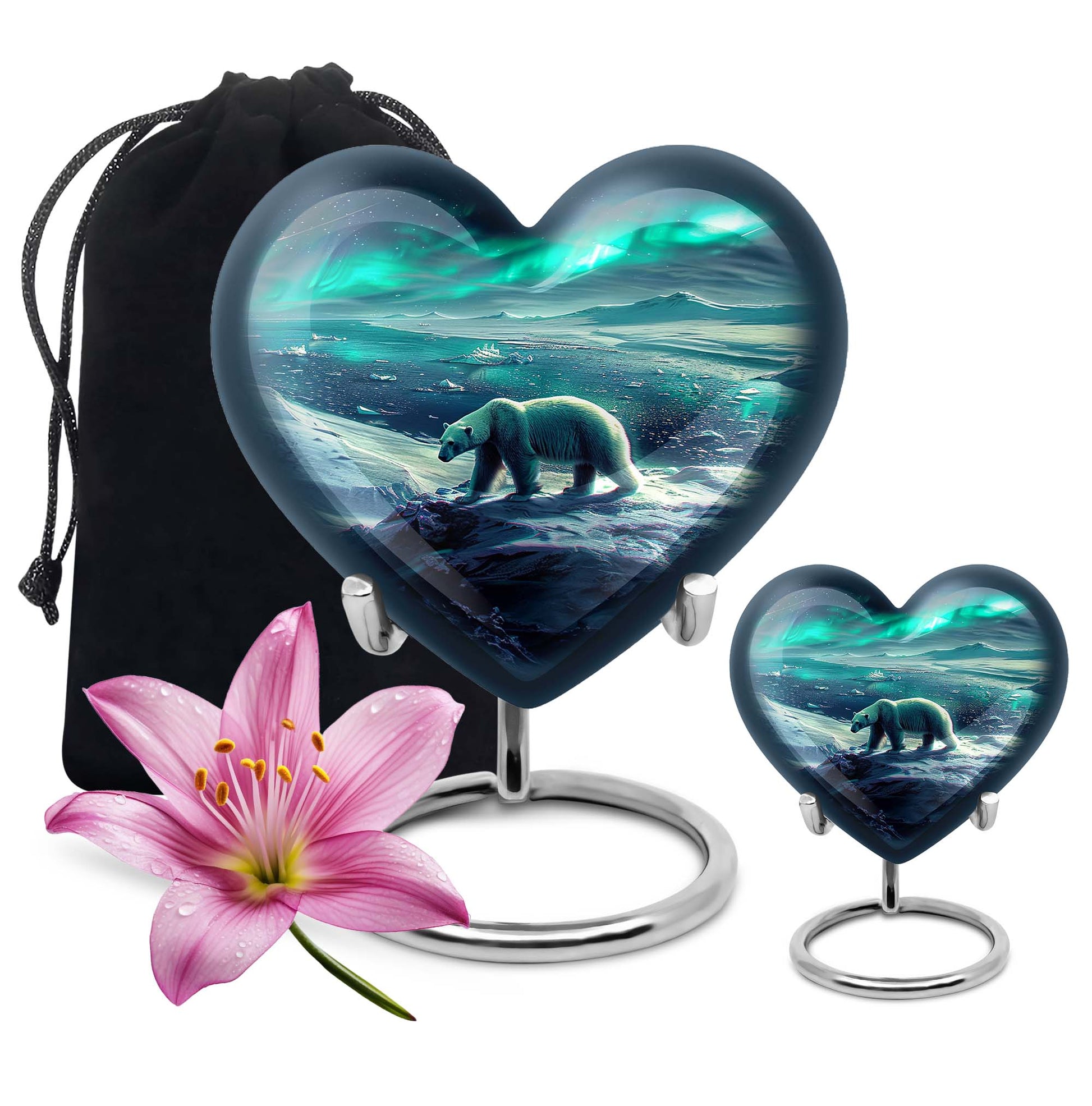 Polar Bear Theme Large Urn With 1 Keepsake Urn